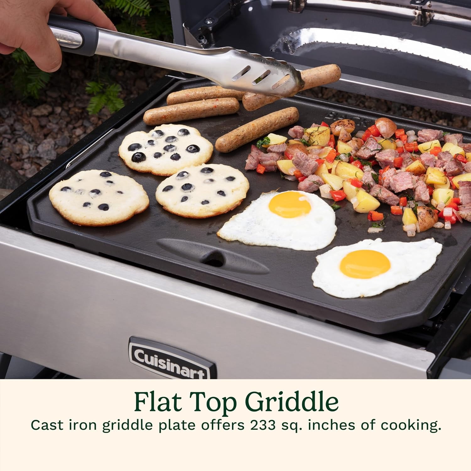Cuisinart CGG-403 3-in-1 Grill, Griddle and Pizza Oven, Stainless Steel
