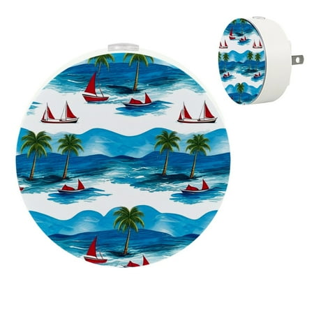

YZUOUZY Bedside Lamps Nightlight Bedroom Lamps Set of 2 Cartoon Paintings Coconut Trees Sea