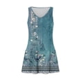 thumbnail image 4 of vestido casual de mujer con bolsillos vestido de playa boho de verano blusas florales para mujer camisetas vestido con cuello en v vestidos sin mangas sueltos verde / m, 4 of 7