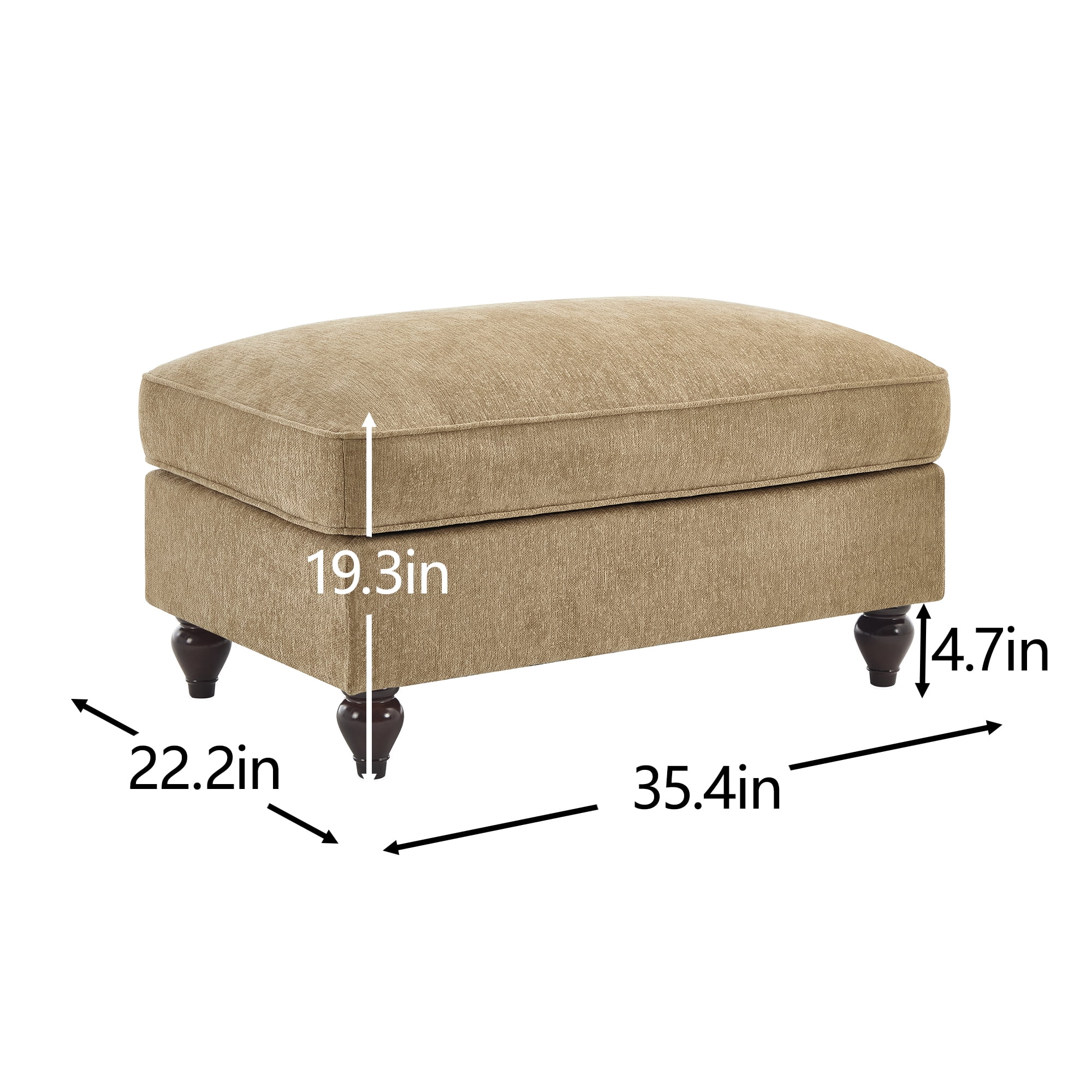 LiviNest Ottoman for Small Space: 4-in-1 Footstool & Seat - 2 Styles with Detachable Skirt - Light Coffee Chenille Fabric for Apartment Living Room & Bedroom