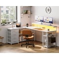 thumbnail image 2 of AODK 61" L Shaped Desk with Drawer, Computer Desk with Power Outlets & LED Lights, Reversible Corner Gaming Desk for Home Office Workstation, Office Desk with Monitor Shelf, Pure White, 2 of 15