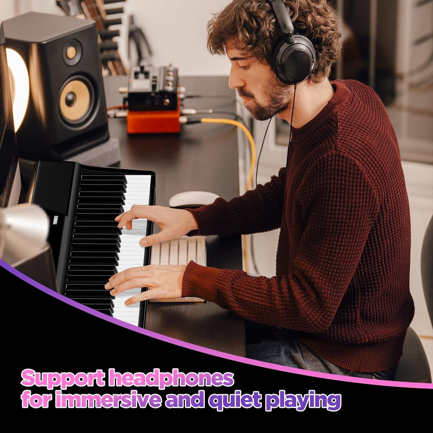 TERENCE Keyboard Piano 88 Keys V50 Digital Piano Weighted Dynamic Keyboard 30W Speakers Touch-Sensitive Control Panel Inbuilt Video and Audio Recording Feature