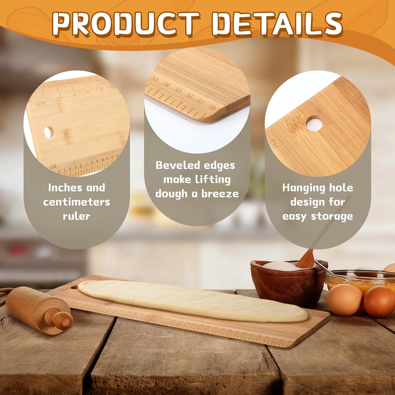 RGHJAR-2 Pcs Baguette Transfer Peel Bamboo Baguette Flipping Board 15 Inch French Bread Transfer Board for Kitchen Cafe Bread Loaves Ciabatta Pastries Baking