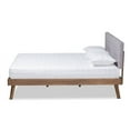 thumbnail image 3 of Baxton Studio Devan Mid-Century Engineered Wood Tufted Platform Bed, King, Light Grey/Walnut, 3 of 7