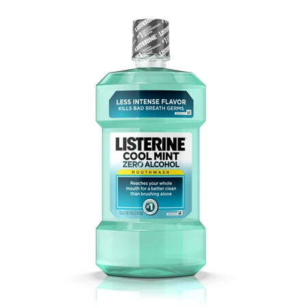 (2 pack) Listerine Zero Alcohol-Free Mouthwash, Cool Mint, 1.5 (Best Mouthwash Without Alcohol)