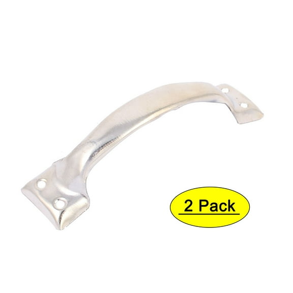 Unique Bargains Home Gate Door Metal 4 Holes Pull Handle Grip Grasp Silver Tone 2pcs