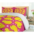 thumbnail image 5 of Ambesonne Rubber Duck Duvet Cover Set, Bubbles Hot Pink, 2-Calking, Yellow Pink, 5 of 7