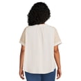 thumbnail image 3 of Terra & Sky Women's Plus Size Pleated Split Neck Top with Short Sleeves, 3 of 5