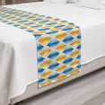 thumbnail image 2 of Abstract Bed Runner, Ogee Inspired Pattern Colorful Retro Grungy Look Circular Illustration, Decorative Accent Bedding Scarf for Hotels Homes and Guestrooms, King, Azure Blue and Orange, by Ambesonne, 2 of 2