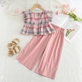 thumbnail image 2 of Taybagh Outfits for Girls Summer Toddler Girl Outfits Plaid Ruffle Sleeveless Vest Baggy Pants Playwear Set, 2 of 9