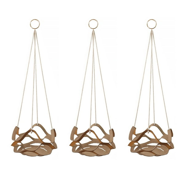 Raindrops Set of 3 Hanging Plant Pots with Holders, Flower Baskets for Indoor and Outdoor Garden Decoration
