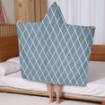thumbnail image 5 of Blue Geometric Striped Pattern Hooded Bath Towel，50"x30" for Ages 3 To 12 Kids, Quick Dry Lightweight Soft Microfiber Hood Beach Towel Cover Up for Kids, 5 of 7