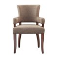 thumbnail image 2 of Farmhouse Dining Chair with Brass Nailhead, Modern Upholstered Dining Chair Armchair with Hollow Backrest and Solid Wood Legs, Parsons Side Chair, Retro Bar Chairs Table Chair for Living Room, Brown, 2 of 7