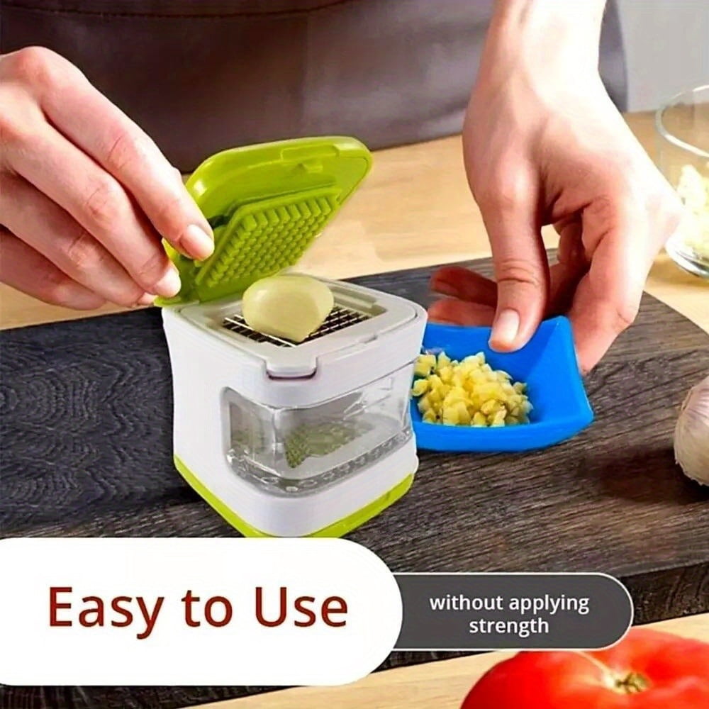 Multifunctional Manual Garlic Chopper & Press - Stainless Steel Kitchen Tool, Easily Chop Garlic, No Electricity Required