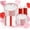 Clear Red, variant on 350Pcs Orange and Clear Plastic Dinnerware Set for 50 Guests, Include: 50 Dinner Plate, 50 Dessert Plates, 50 Pre Rolled Napkins With Silverware, 50 Cups, Disposable Plates for Party