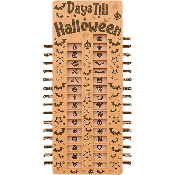 Halloween Advent Countdown Calendar, Funny Halloween Coffin Calendar with 31 Removable Wooden Handles Wooden Halloween Calendar for Halloween Decor Halloween Gifts