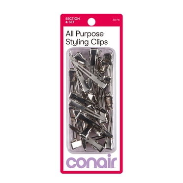 Conair Single Prong Pin-Up Salon Hair Setting Clips, Silver, 30 Count