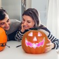 thumbnail image 3 of HOZVOMI Halloween Carnival Pumpkin Head Prop – Hollow Out Large Blow Molded Pumpkin Lamp Decor with Lights for Party, Indoor & Outdoor Decoration, 3 of 4