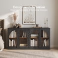 thumbnail image 3 of BELLEZE Set of 2 Modern Sideboard Buffet Cabinets (63" Wide) - Large Kitchen Credenza with 4 Arched Glass Doors - Seamless Storage Console Table for Dining Room, Living Room & TV Stand - Ebony, 3 of 7