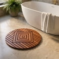 thumbnail image 3 of Designer Round Teak Shower Mat, Xtra-Large 32” Diameter, Waterproof, Teak Oil Finish, for Bathroom, Pool, Spa, Boat, Sauna, Patio, Front Door from Our Diamond Collection, 3 of 10
