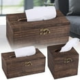 thumbnail image 1 of Cdar Wooden Hand Carved Paper Tissue Box Holder Dispenser Office Car Home Decor, 1 of 5