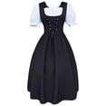 thumbnail image 1 of Women's Medieval Drawstring High Waisted Slim Fitting Bow Maid Swing Dress Classic Style, 1 of 1