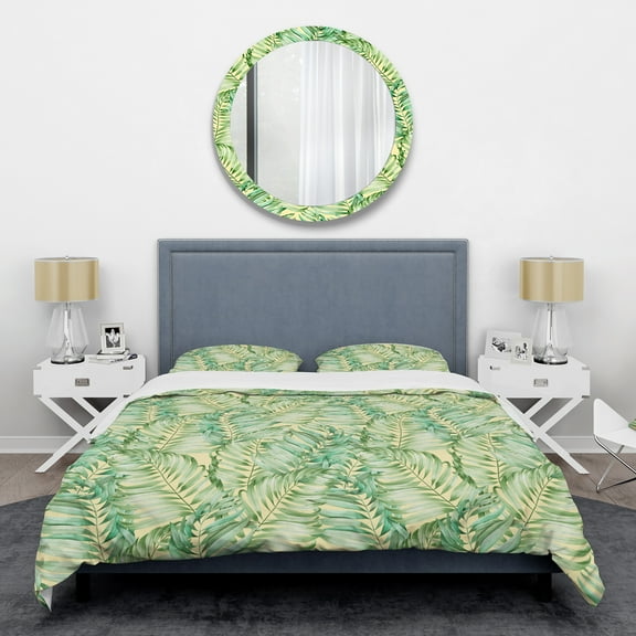 Designart 'Tropical Retro Foliage ' Mid-Century Modern Duvet Cover Set
