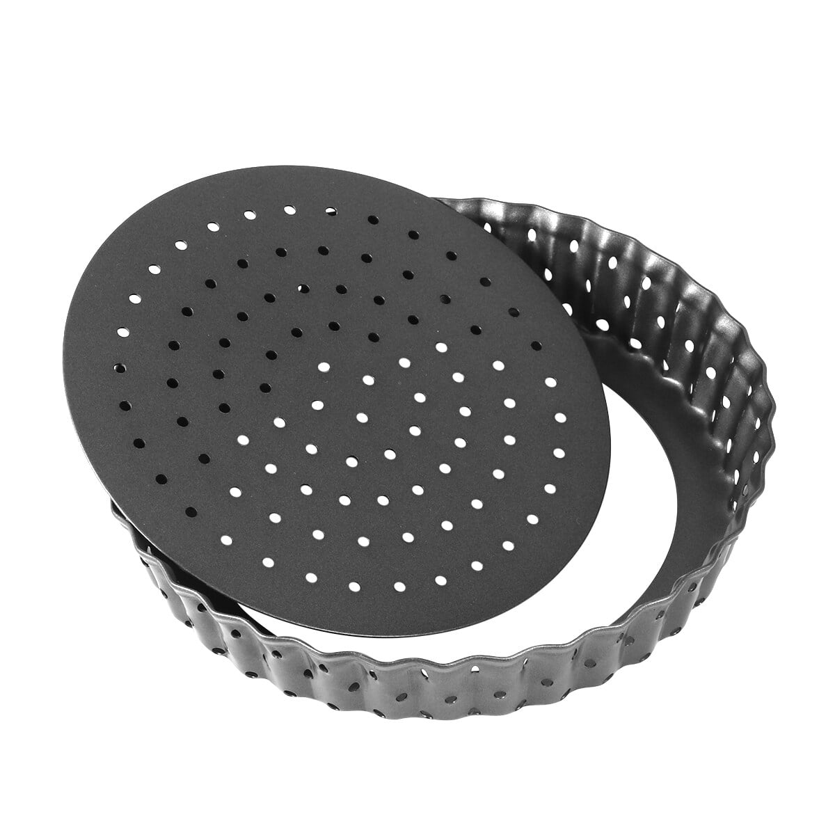 HOMEMAXS NonStick Pizza Pan with Holes Round Baking Tart Mould Removable Bottom Pie Tray (Small