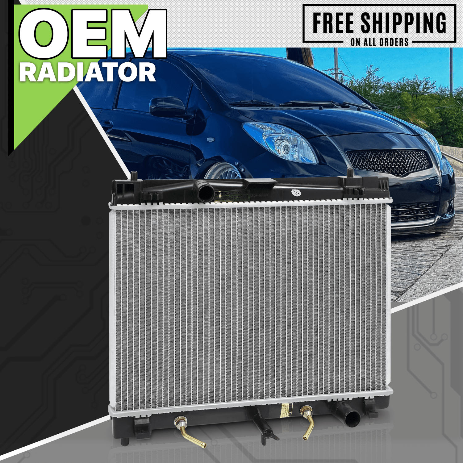 Aluminum Radiator For 2006-2015 Toyota Yaris Sedan & Hatchback – Direct Fit, 1-Row Downflow
