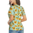 thumbnail image 3 of Honeii White Polka Dot Sunflower A Print Women's Classic V-Neck T-Shirt,Womens Fashion Tops,Stylish Everyday Top for Women, Casual Summer Spring Outfits Clothes-X-Large, 3 of 5