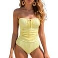 thumbnail image 2 of adviicd One Shoulder One Piece Swimsuit for Women Tummy Control Bathing Suits Modest Full Coverage Keyhole Swimwear Womens Bathing Suits One Piece(Light Yellow,M), 2 of 9