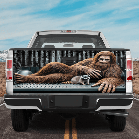 Lotusprinthandmade Bigfoot And Raccoon Friends Tailgate Wrap 2 Sizes (24"x58")