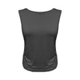 thumbnail image 7 of OIOLOYJM Women's Workout Tank Tops Lightweight Sleeveless Workout Tops Side Ruched Yoga Athletic Running Shirts Elegant Casual Gym Cozy Clothes Dark Gray 2XL, 7 of 7