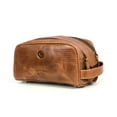 thumbnail image 2 of Aaron Leather Goods Leather Toiletry Bag Brown 10.5 Inch Unisex Groomsmen Gift Gingerbread, 2 of 13
