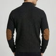 thumbnail image 6 of GrmtClth Casual Pullover Sweater for Men Long Sleeve Cable Knit Sweatshirts Stand Collar Button Up Thermal Pullover with Elbow Patches Black M, 6 of 6