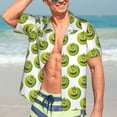 thumbnail image 4 of Uemuo Happy Fruit Printed Regular Fit Short Sleeve Casual Hawaiian Shirt for Men,Aloha shirt,Tropical shirt,Floral print shirt,Vacation Beach shirt-Small, 4 of 9