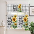thumbnail image 2 of 3 Piece Kitchen Curtains and Valances Set Yellow Sunflower Cafe Curtains 36 Inch Length Bee Wooden Grain Country Farmhouse Valance & Tier Curtain for Living Room Bedroom Window 54"x18"+27"x36"*2, 2 of 6