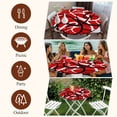 thumbnail image 7 of Red Geometric Round Tablecloth, Fitted Table Cover with Elastic for 36"-44" Round Tables, Modern Abstract Black White Striped Lines Table Cloth Outdoor Indoor Dinning Party Waterproof Tablecloths, 7 of 7
