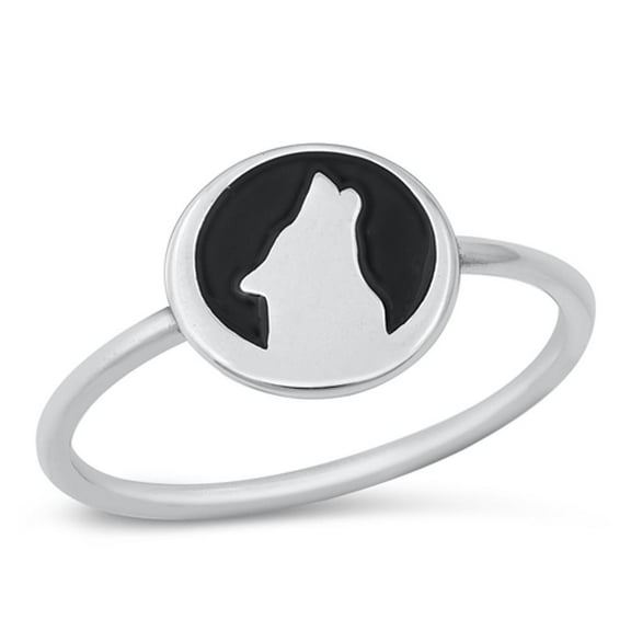 Howling Wolf Hunting Wildness Ring .925 Sterling Silver Band Jewelry Female Male Unisex Size 5