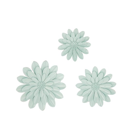 DecMode Green Metal Floral Wall Decor (3 Count)