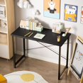 thumbnail image 2 of Computer Office Desk 48 Inch Student Study Writing Work with Metal Frame Wood Tabletop Modern Simple PC Home Bedroom Table - Basic Black, 2 of 7