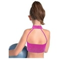 thumbnail image 4 of TiaoBug Kids Girls Dance Crop Top Sleeveless Cutout Shiny Rhinestone Gymnastics Sports Athletic Tank Top Hot Pink 10, 4 of 6