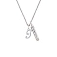 thumbnail image 2 of Delight Jewelry Silvertone Small Gelato Script Initial - T - Silvertone Guardian Angel Bar Charm Necklace, 23", 2 of 4