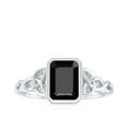 thumbnail image 4 of Created Black Diamond Solitaire Ring with Diamond, Celtic Knot Ring - 6X8 mm, 18K White Gold, US 5.50, 4 of 8