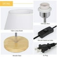 thumbnail image 3 of Haitral 4.7" 2-Lights Bedside Lamp Sets with Wooden Base Fabric Shade, Silver, 2-Pieces, 3 of 7