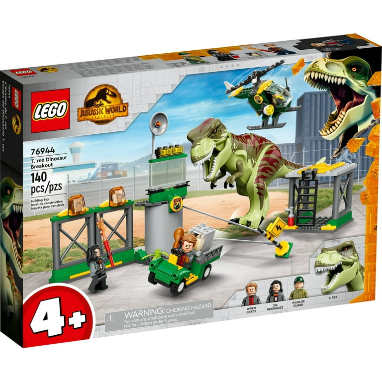 LEGO Jurassic World T. rex Dinosaur Breakout Toy 76944, Dino Toys for  Preschool Kids, Boys and Girls Aged 4 Plus, with Airport, Helicopter and  Buggy