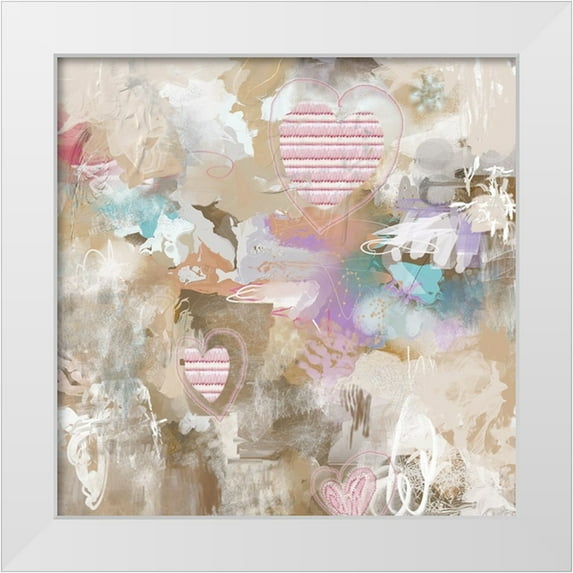 Auda, Christine 26x26 White Modern Wood Framed Museum Art Print Titled - Muted Hearts II