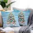 thumbnail image 2 of Waterproof Throw Pillow Covers Set of 2, 26x26 Inch Blue Coastal Christmas Decorative Pillowcases Outdoor Pillow Slip Cushion Covers Set for Couch Tent Nautical Summer Beach Shell Conch, 2 of 7