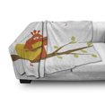 thumbnail image 3 of Music Soft Flannel Fleece Throw Blanket, Singing Orange Bird Plays the Guitar on a Branch Cartoonish Illustration, Cozy Plush for Indoor and Outdoor Use, 60" x 80", White and Multicolor, by Ambesonne, 3 of 6