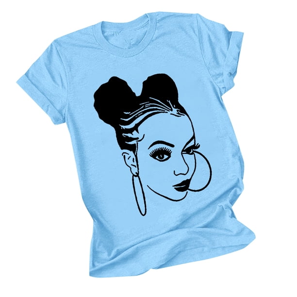 Tops de Manga Corta de las Mujeres, Cuello Redondo Impreso, Camiseta de Manga Corta para las Mujeres